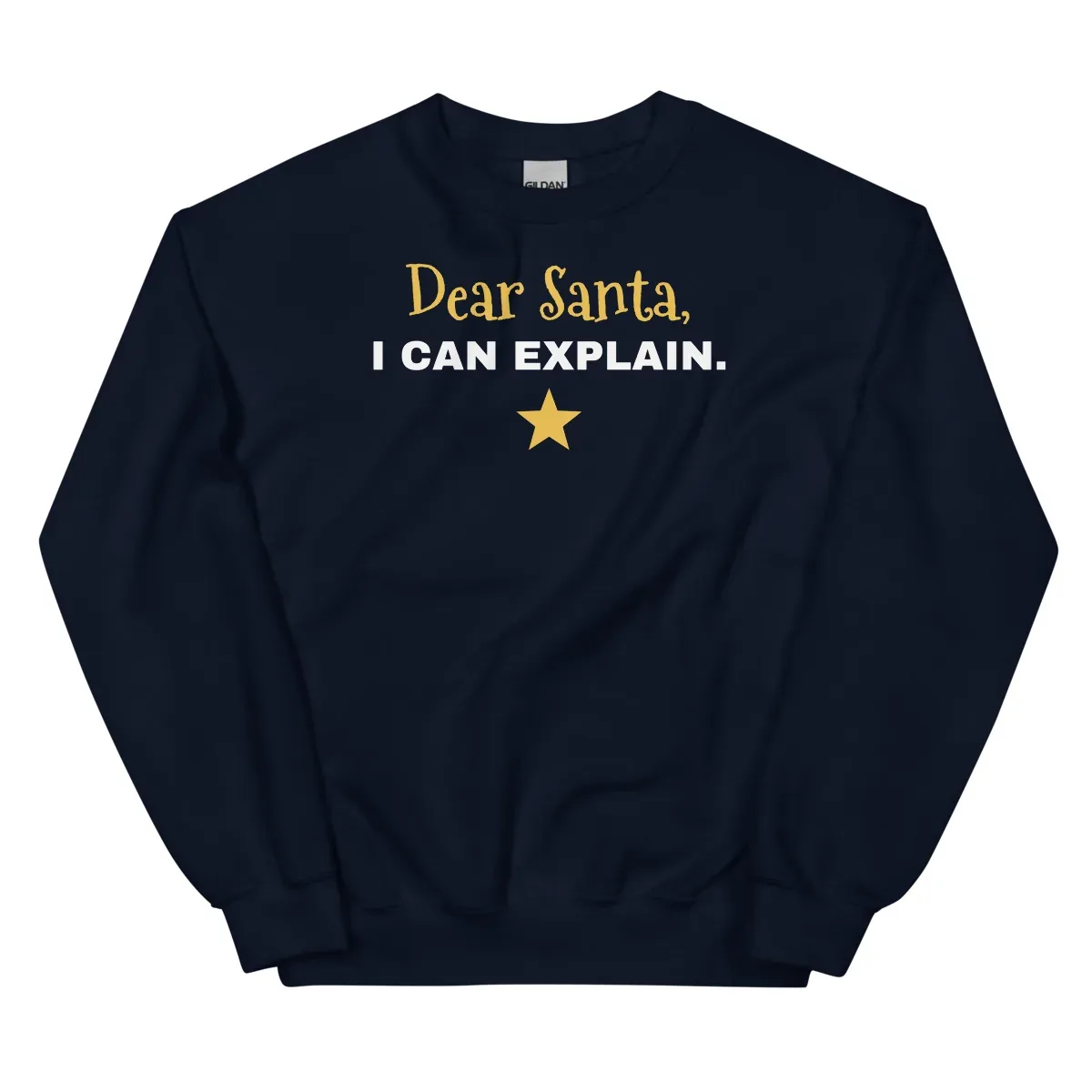 Dear Santa, I can explain — navy unisex sweatshirt: Front view