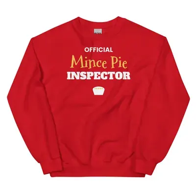 Official Mince Pie Inspector — red unisex sweatshirt