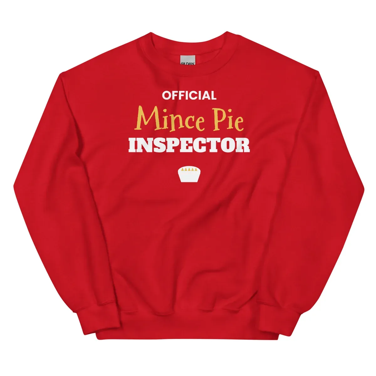 Official Mince Pie Inspector — red unisex sweatshirt: Front view