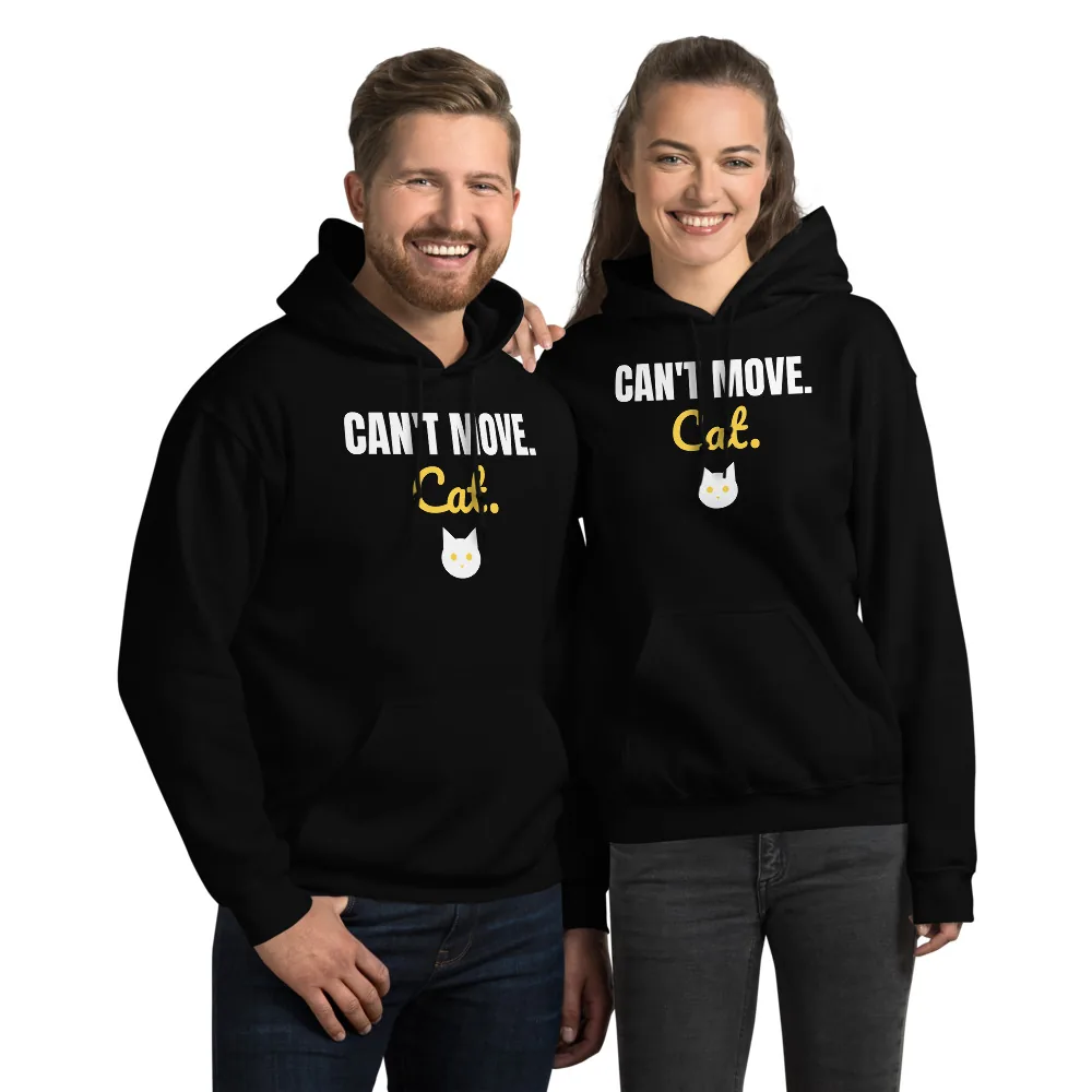 Can't move. Cat. — black unisex hoodie: Lifestyle, worn
